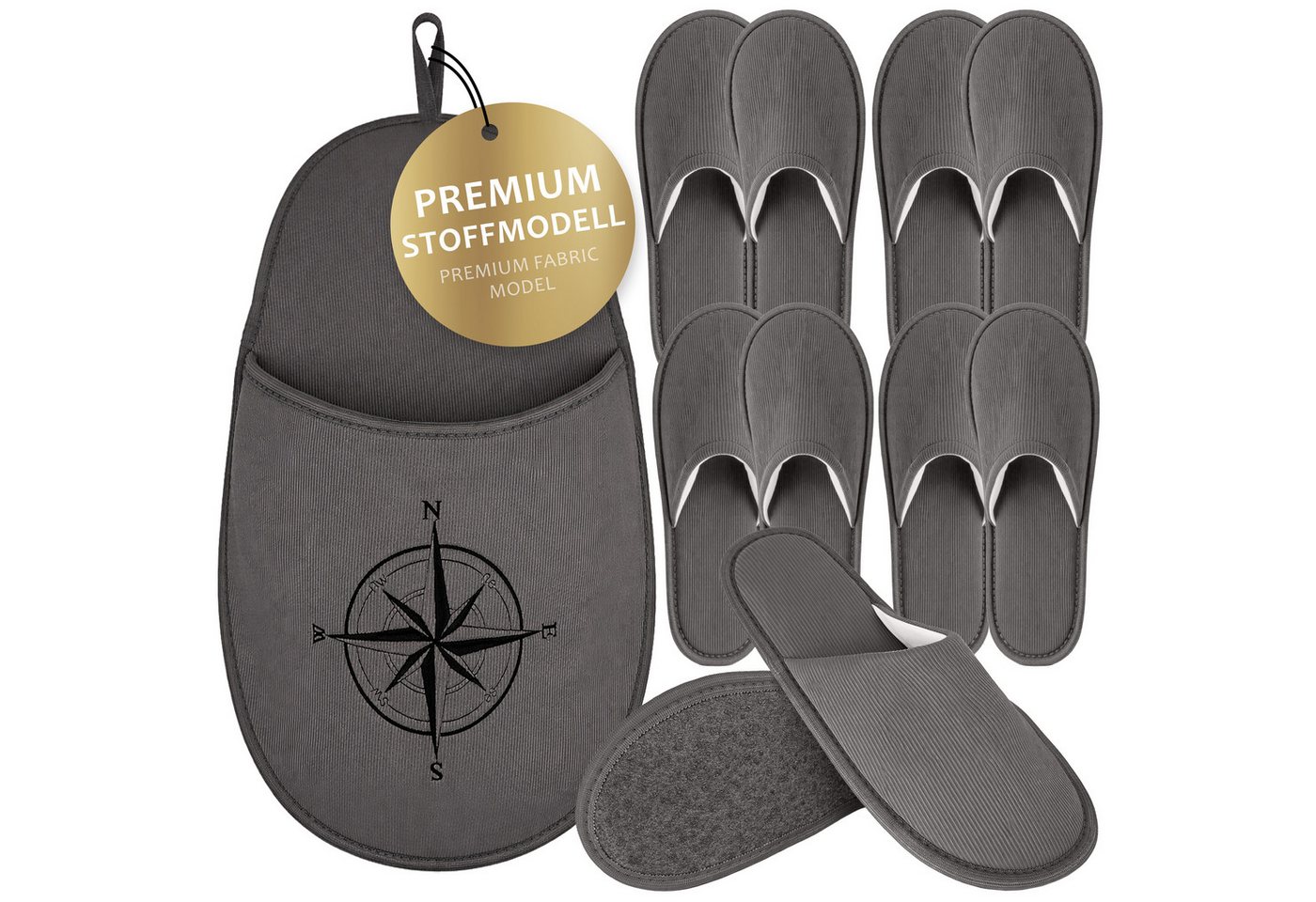 ONVAYA Premium Gästehausschuhe Set Kompass-Gästepantoffeln-Guest Slippers …